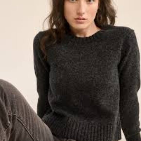 Pendleton Cropped Sheland Wool Washable Crewneck Long Sleeve Gray Women M Sweat